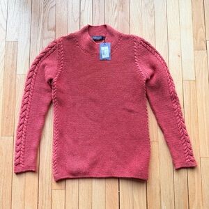 Ireland eye Coral Sweater with Braided Sleeves
